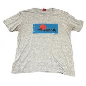 SUN RARE VTG 90s Relaxed Heather Grey Mongolia Tourist Graphic T-Shirt — L/XL